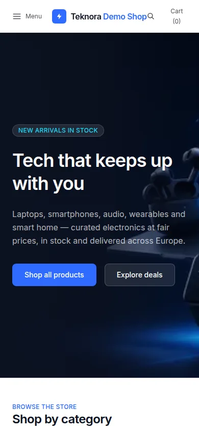 A Teknora-built online store on mobile