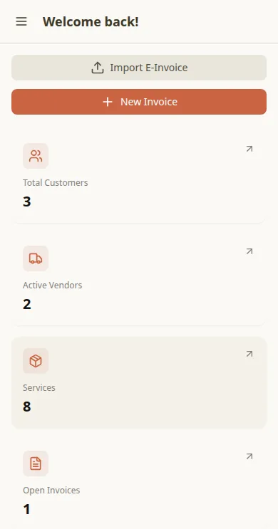 ZahlFlow mobile — invoice dashboard