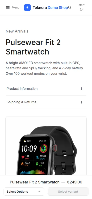 The same storefront on mobile